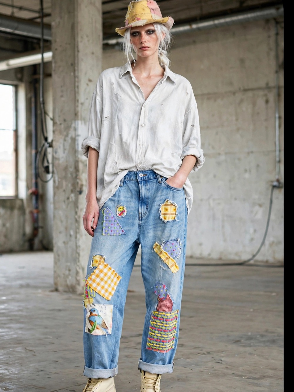 Cram patched jeans